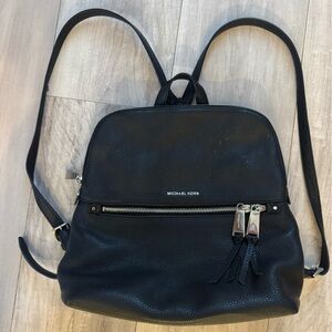 Michael Kors Black Pebbled Leather Backpack Crossbody